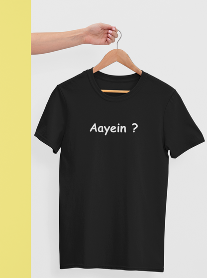 black unisex tshirt of funny meme aayein?