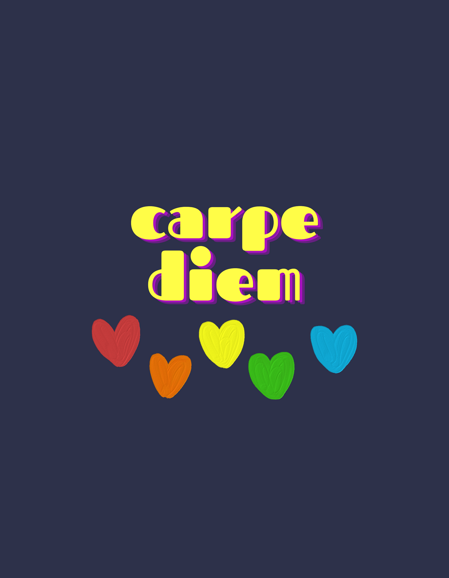 design of navy blue tshirt with quote 'carpe diem' written in yellow