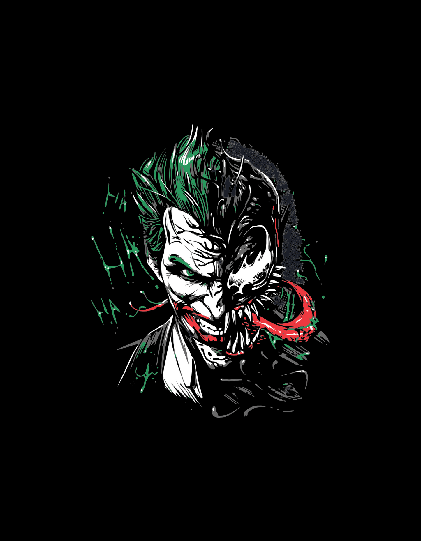 design of funky joker black tshirt with devil design joker image on front